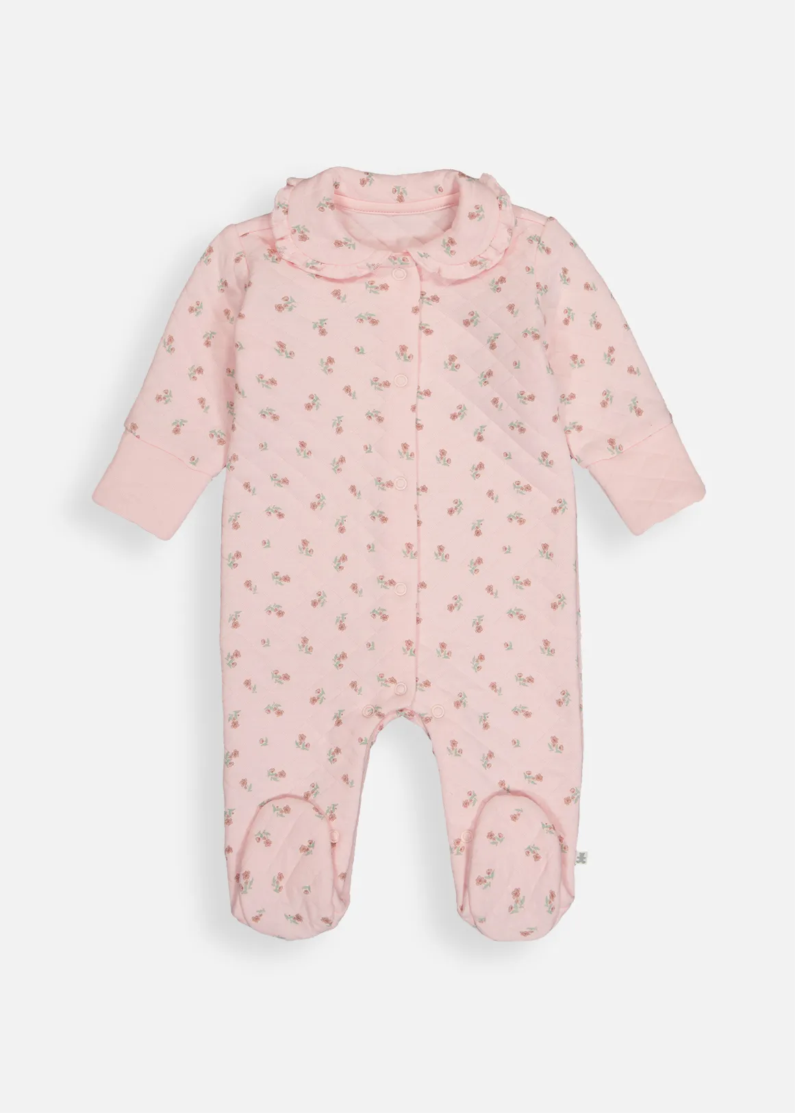 Floral Quilted Cotton Sleepsuit - X PINK