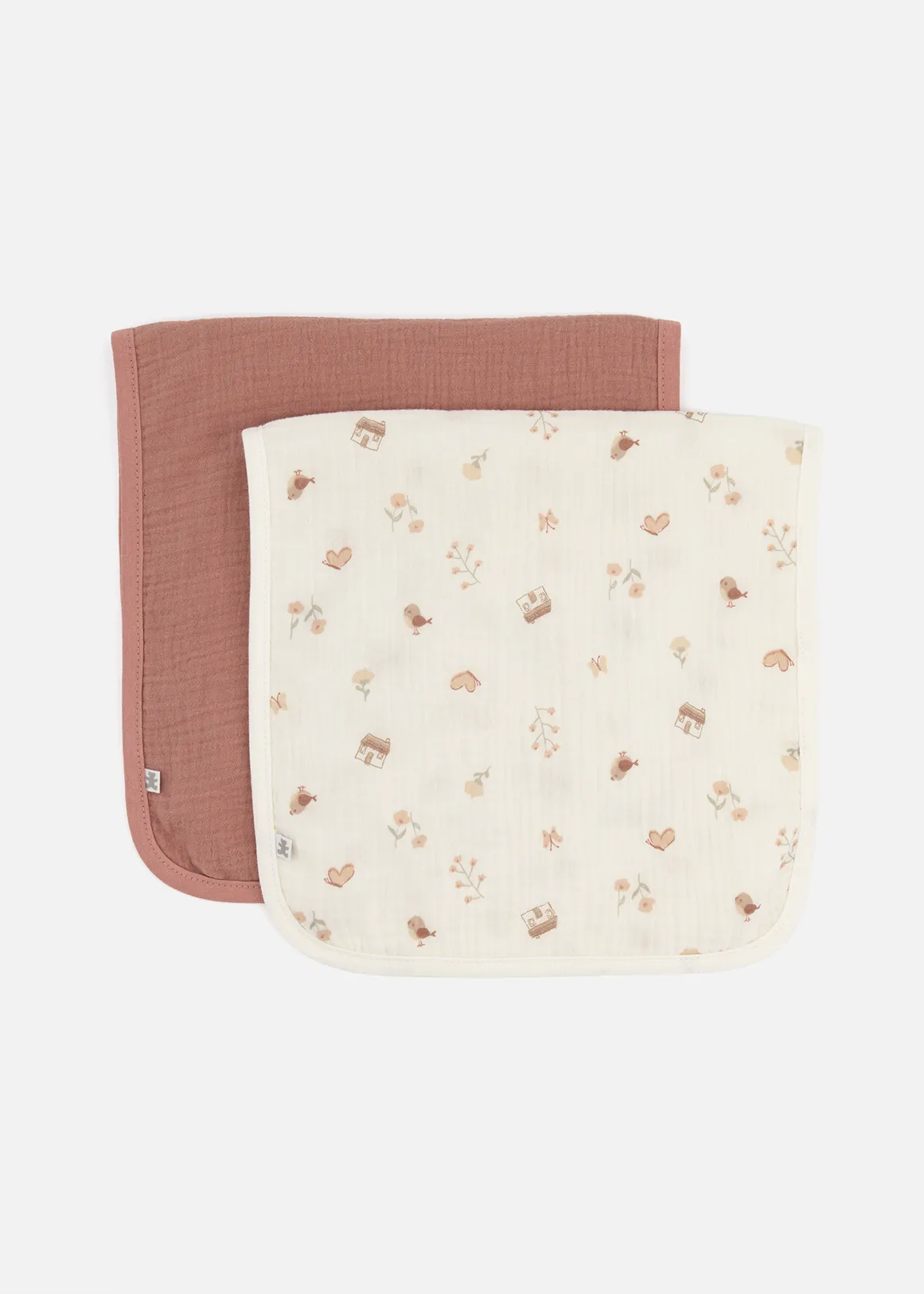 Floral Reversible Muslin Burp Cloths 2 Pack - X WHITE