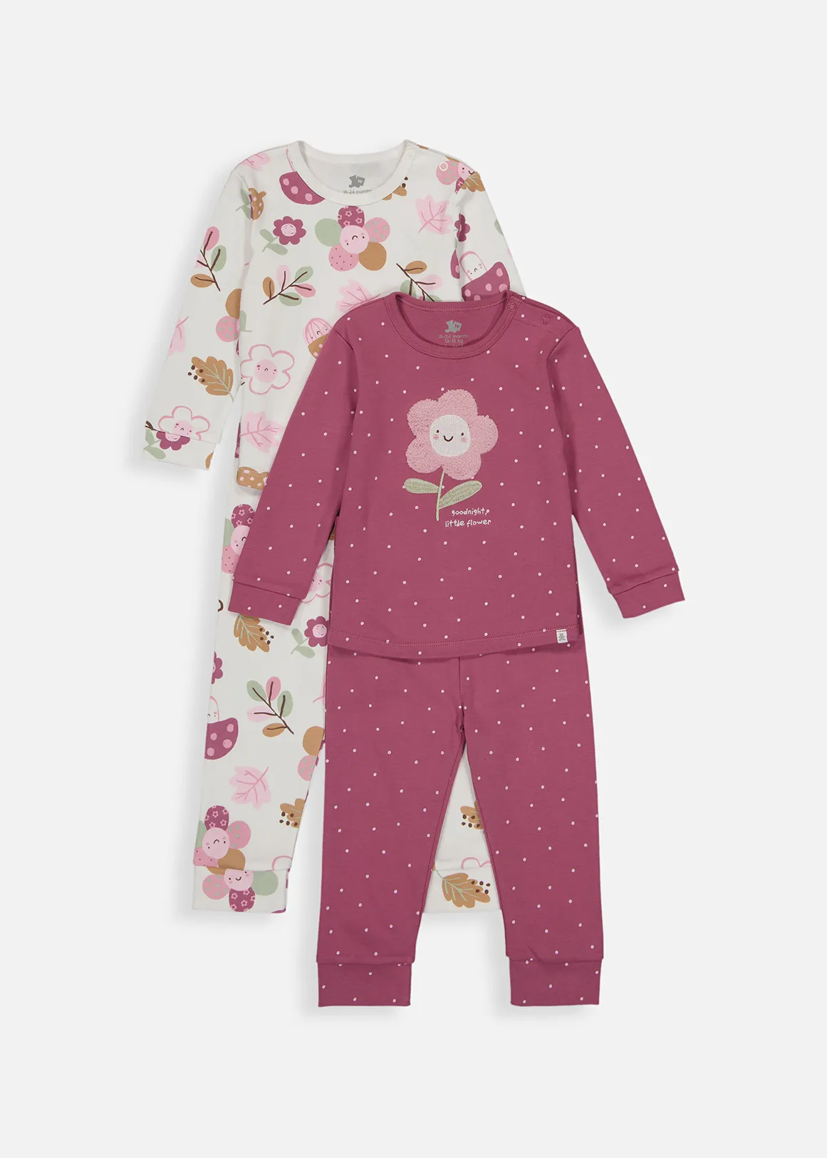 Flower Cotton Interlock Pyjamas 4 Piece - X PURPLE