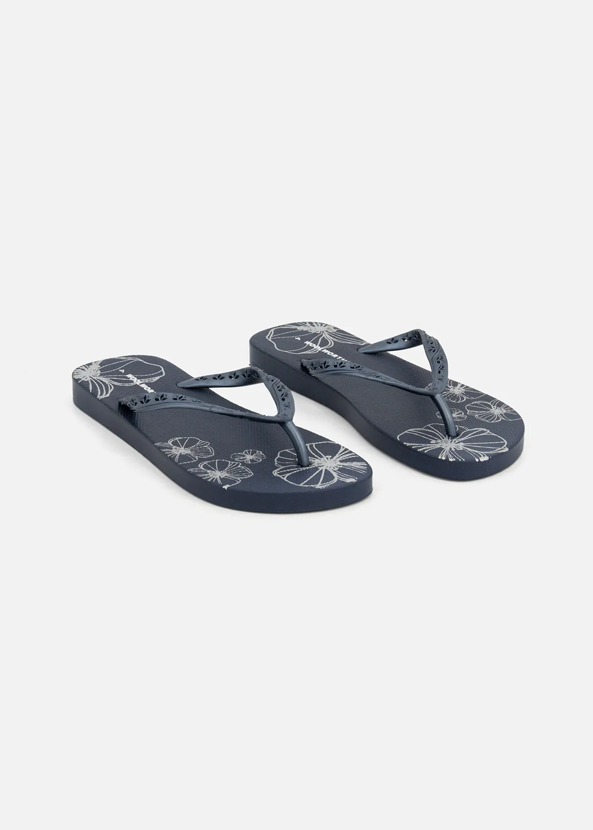 Flower Cut-out Strap Flip Flops - NAVY