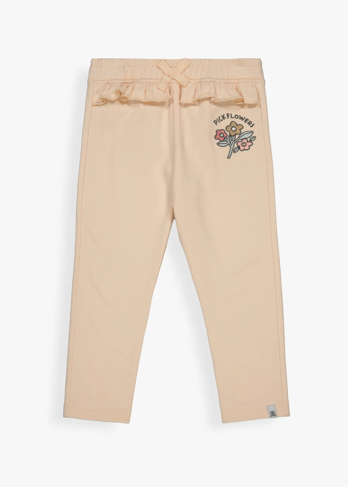 Flower Embroidery Sweatpants - LIGHT PINK