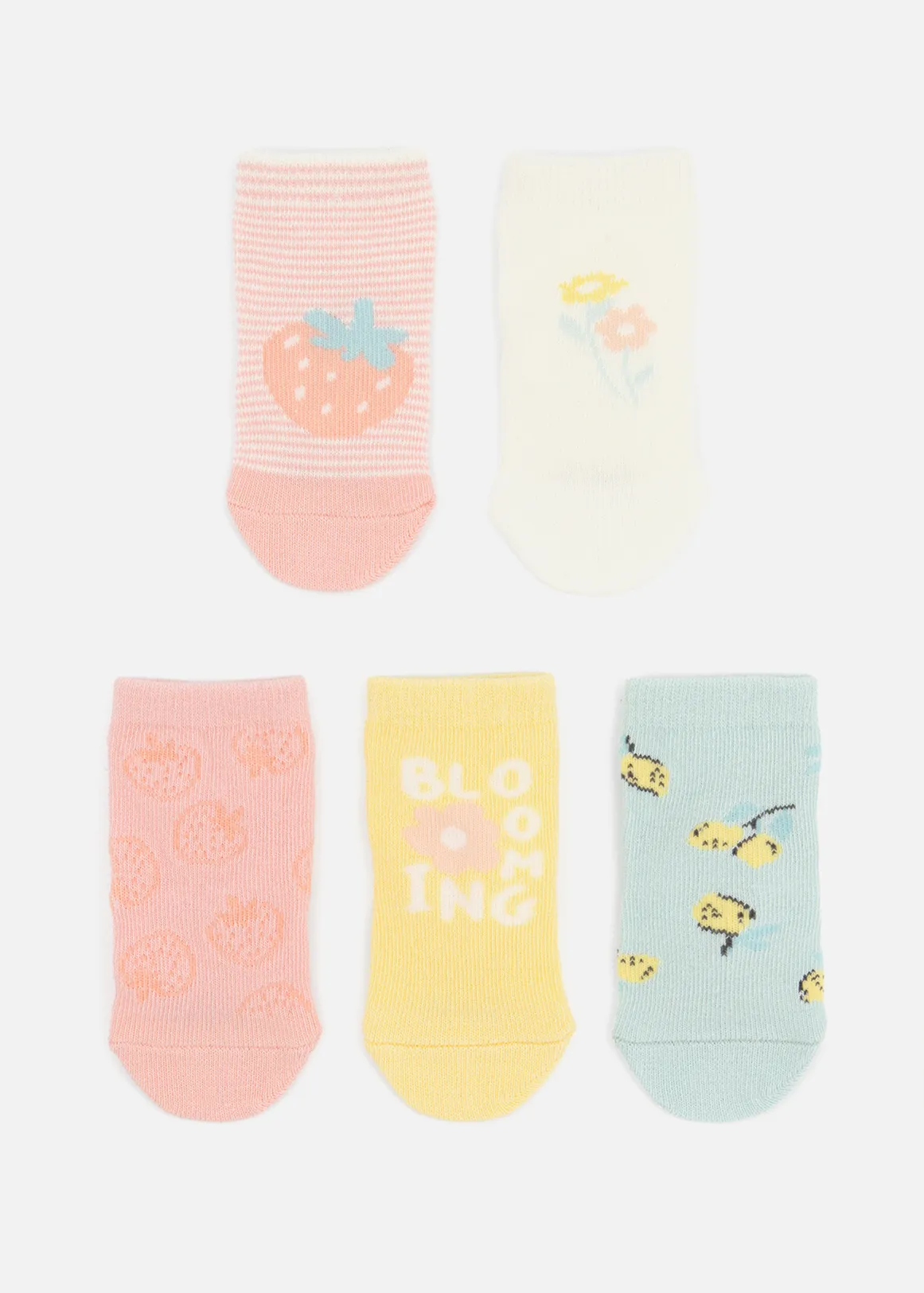 Flower Print Cotton Rich Socks 5 Pack - X PINK