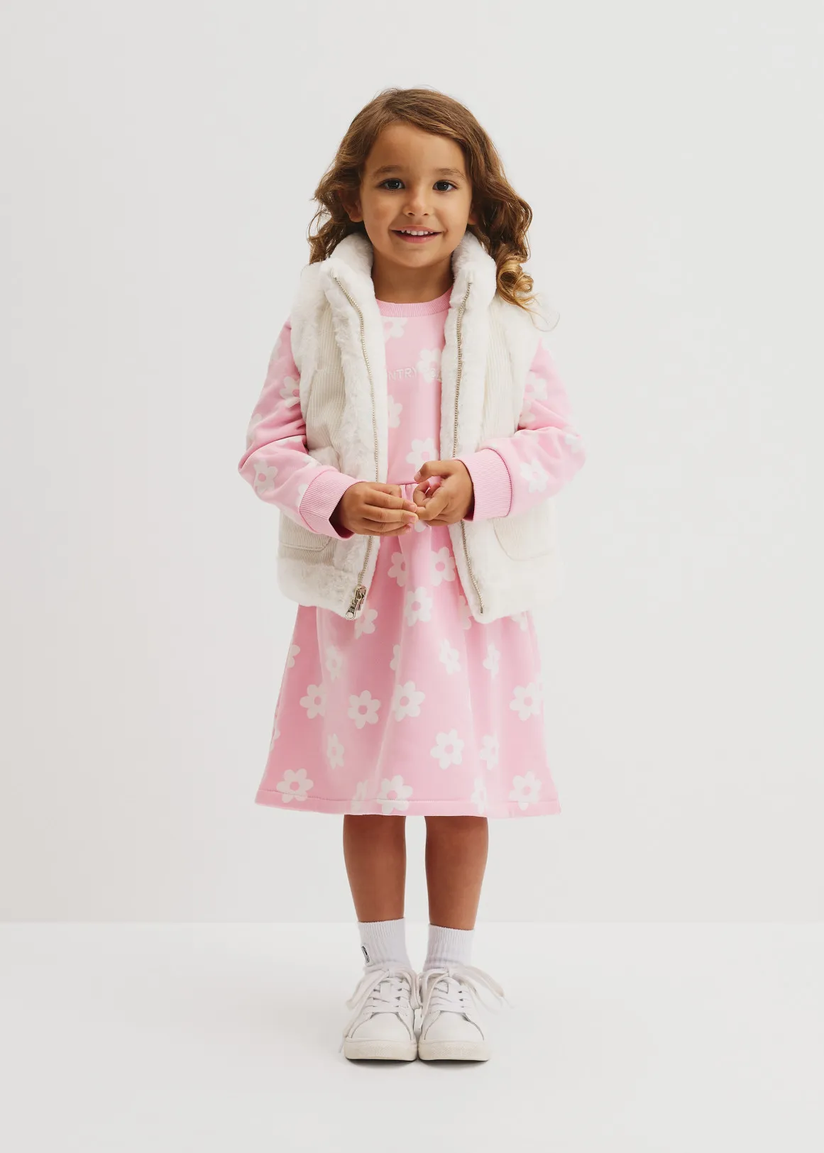Flower Sweat Dress - PINK FLORAL