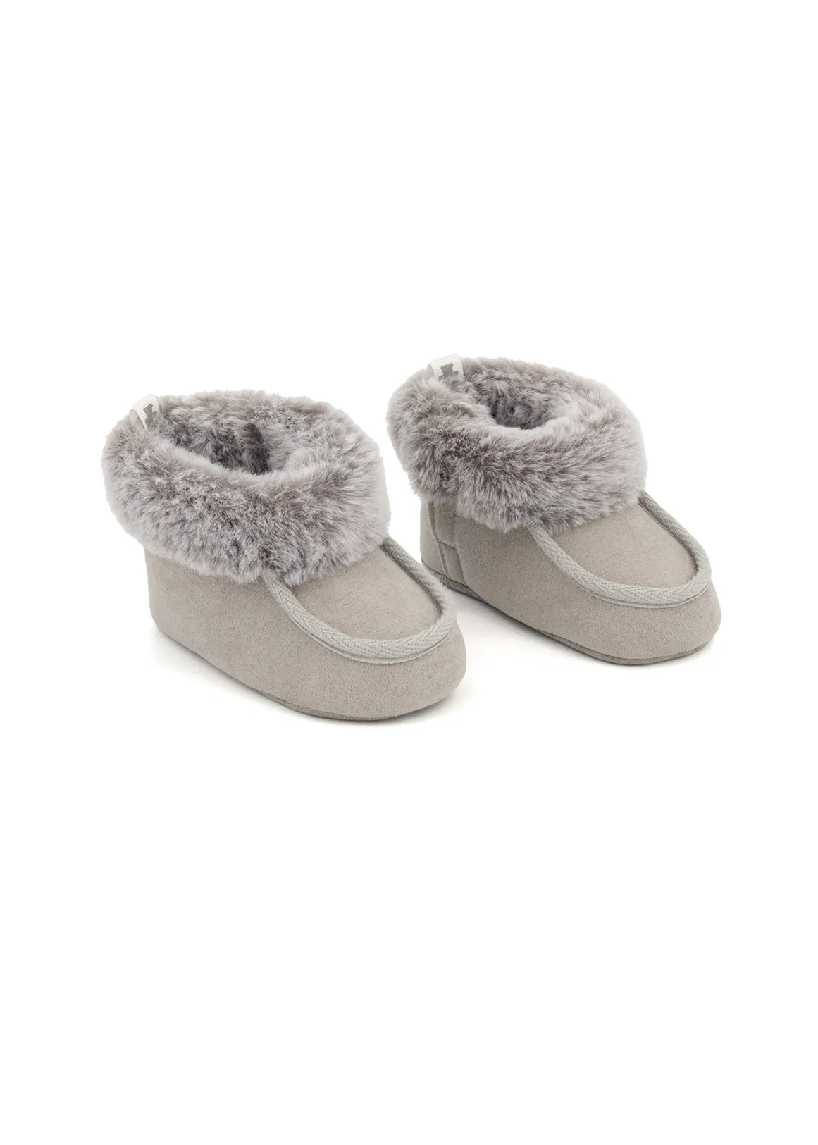 Fluffy Cuff Slippers - MEDIUM GREY