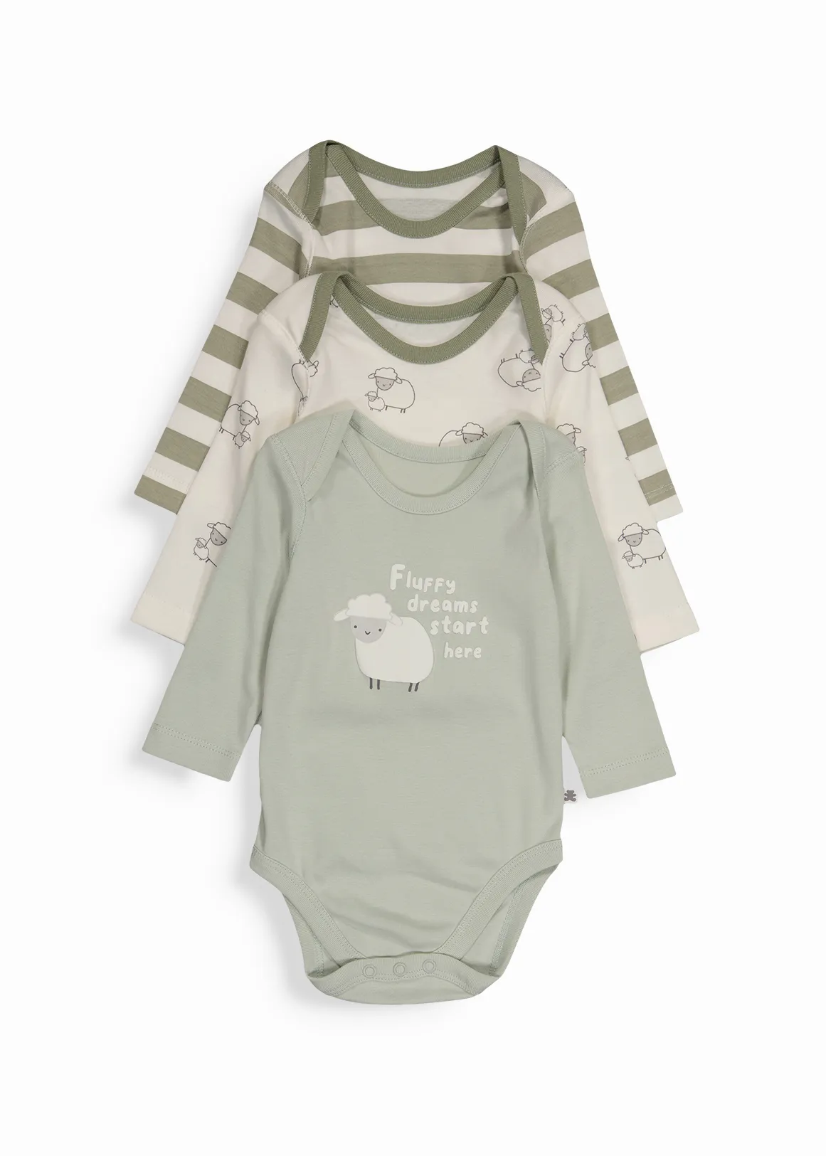 Fluffy Dreams Organic Cotton Bodyvests 3 Pack - X GREEN