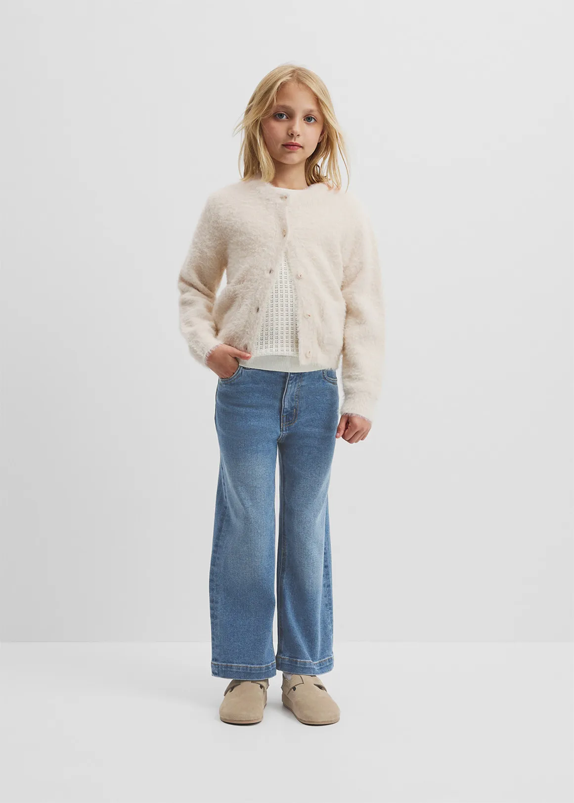 Fluffy Knit Cardigan - OATMEAL MARLE