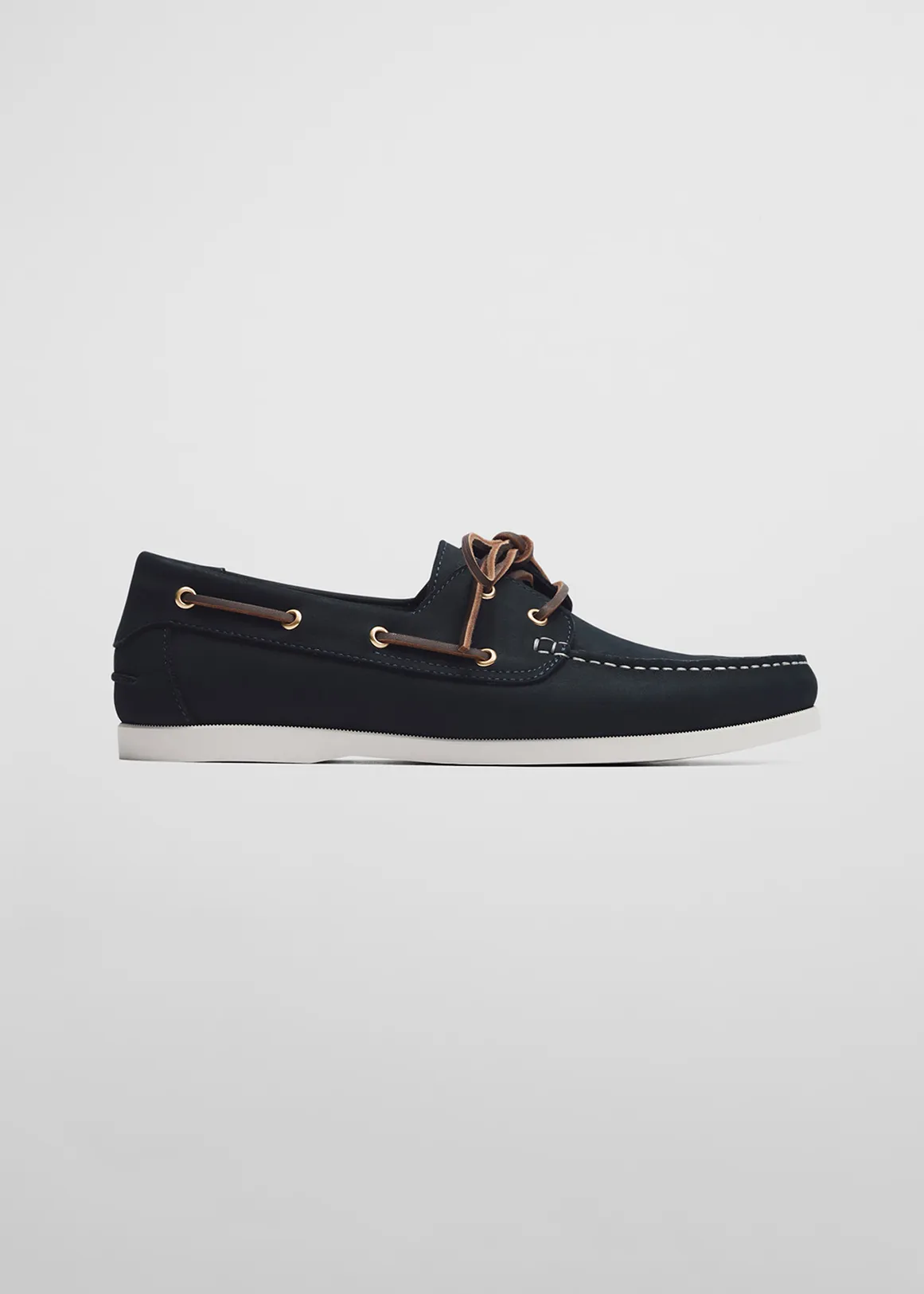 Flynn Nubuck Leather Boat Shoe - NAVY