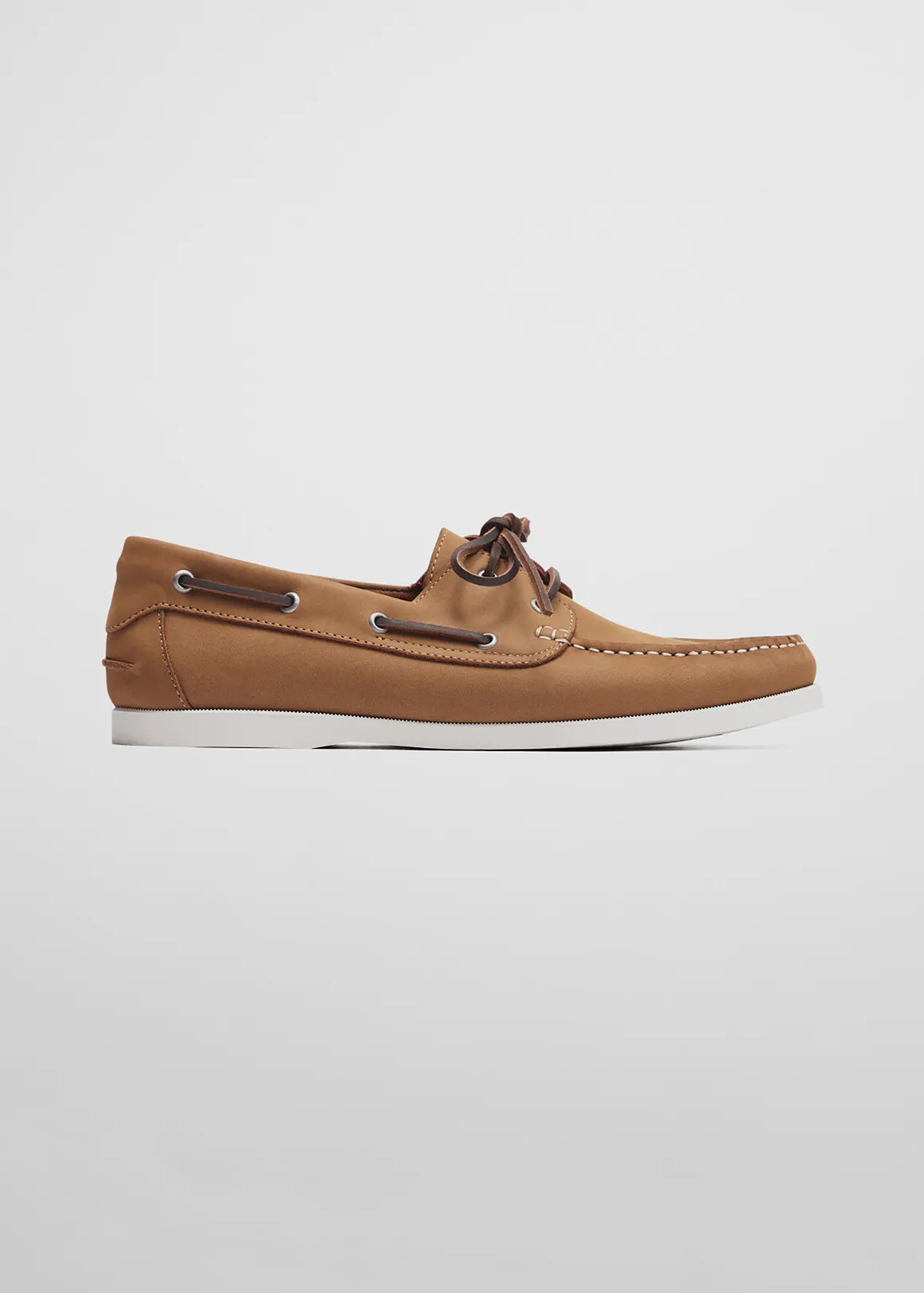 Flynn Nubuck Leather Boat Shoe - STONE