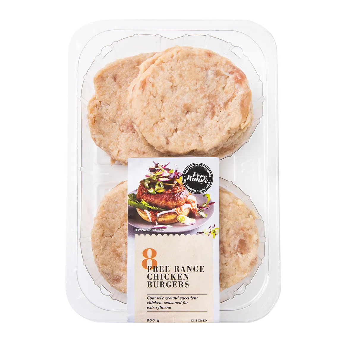 Free Range Chicken Burgers 8 pk
