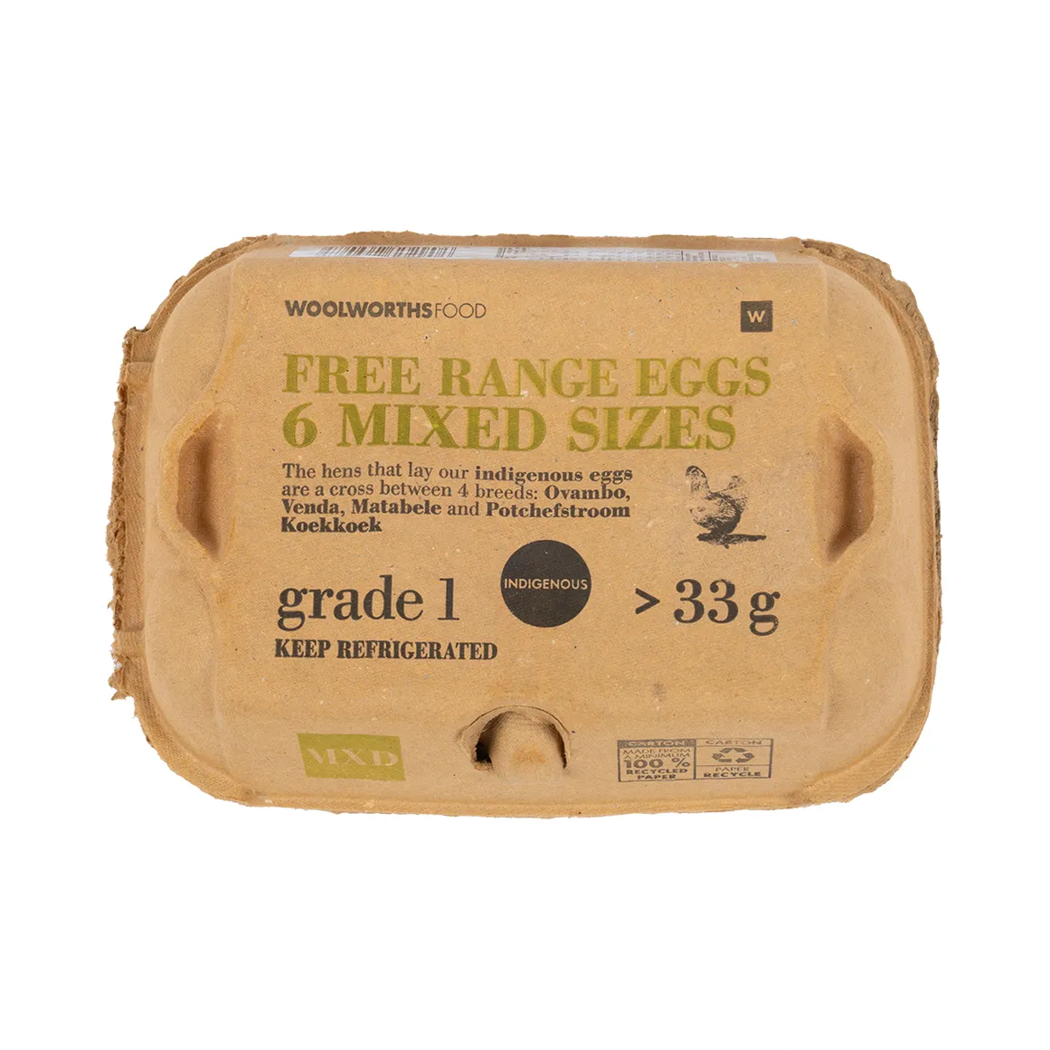 Free Range Chilled Indigenous Mixed Size Eggs 6 pk