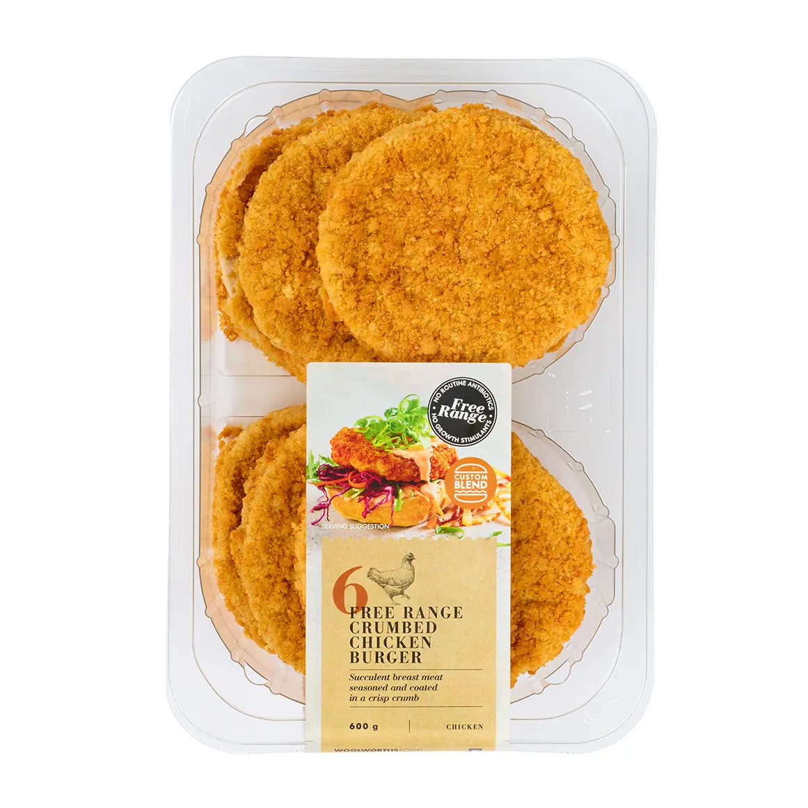 Free Range Crumbed Chicken Burgers 6 pk