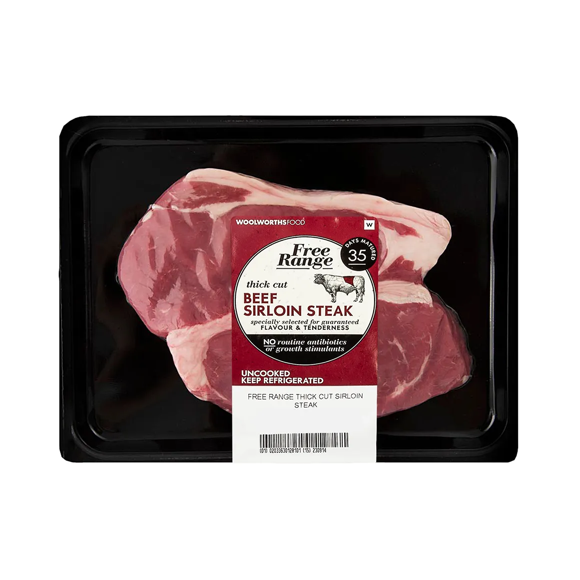 Free Range Mature Thick Cut Beef Sirloin Steak Avg 600 g