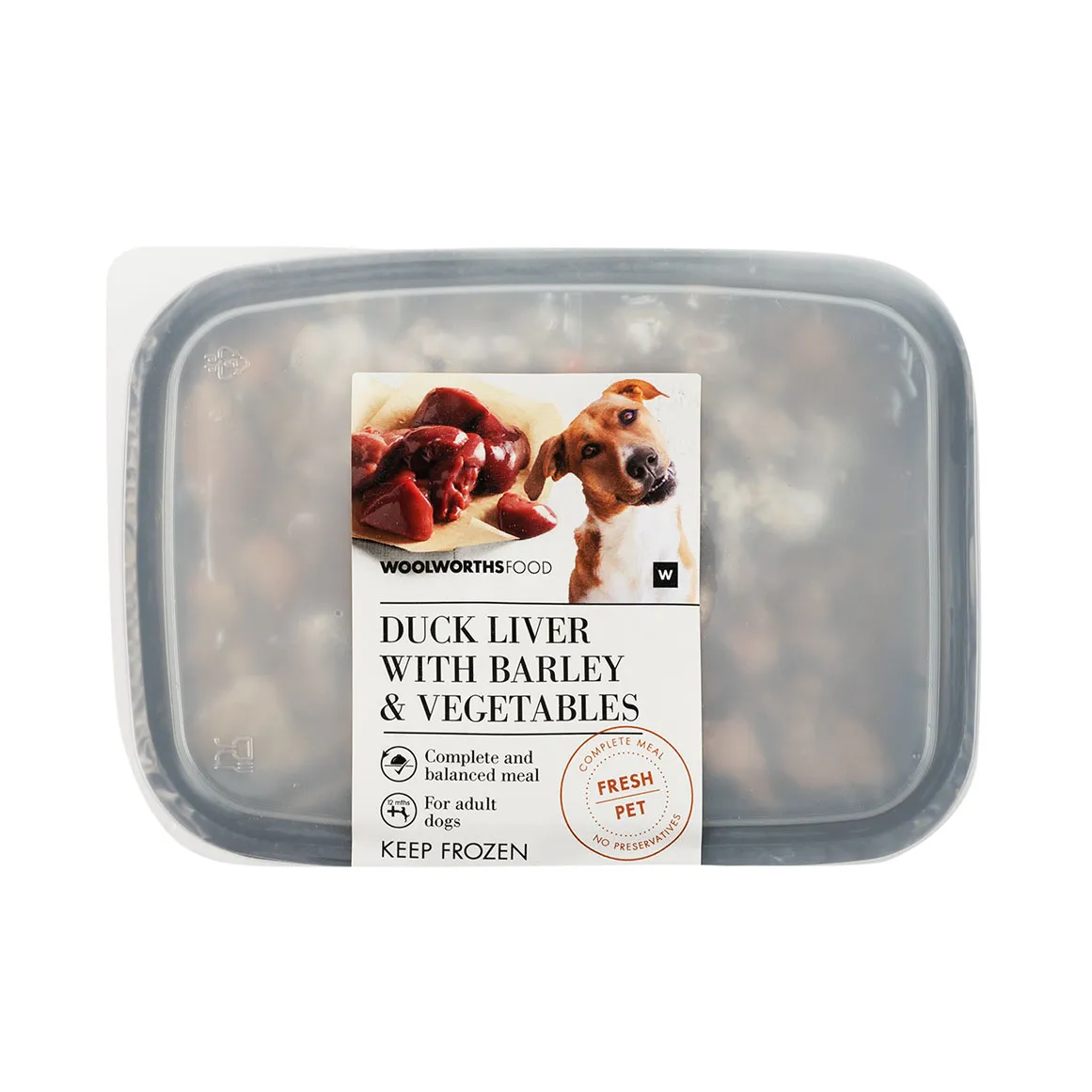 Fresh Pet Frozen Duck Liver, Barley and Vegetables For Adult Dogs 500 g