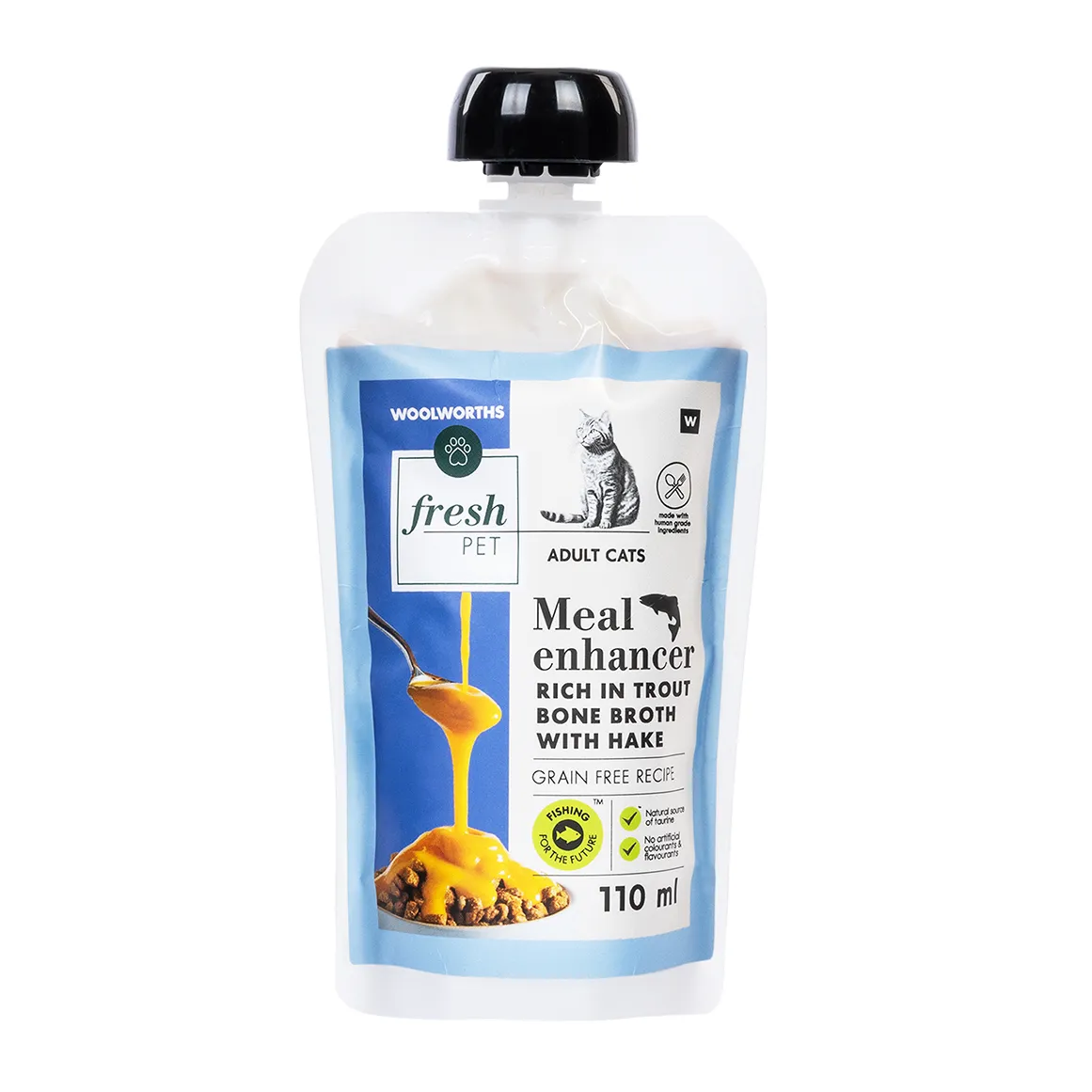 Fresh Pet Rich in Trout Bone Broth with Hake Adult Cat Food 110 ml