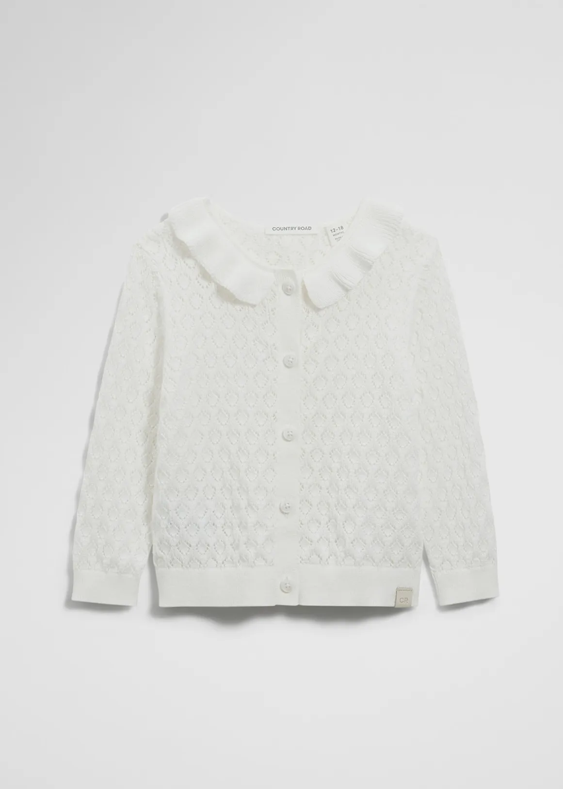 Frill Neck Cardigan - MARSHMALLOW