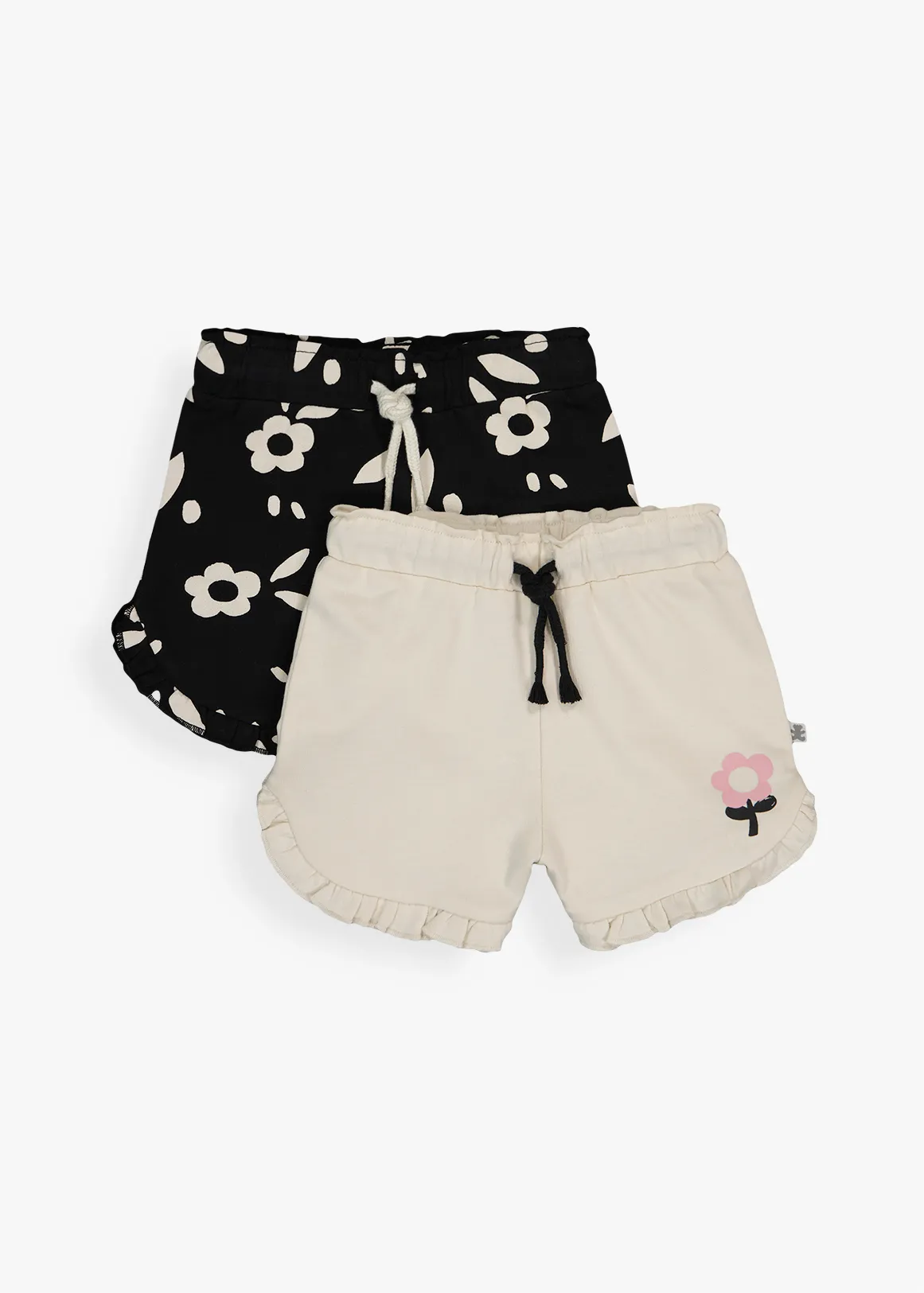 Frilly Fleece Cotton Shorts 2 Pack - X BLACK