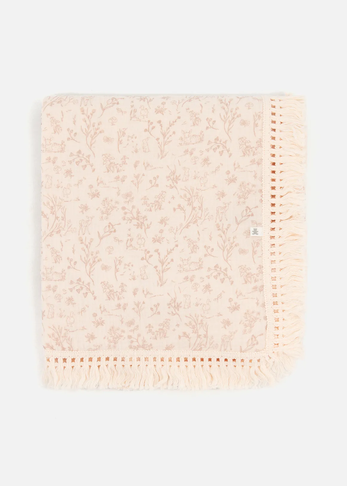 Fringe Cotton Muslin Blanket - X PINK