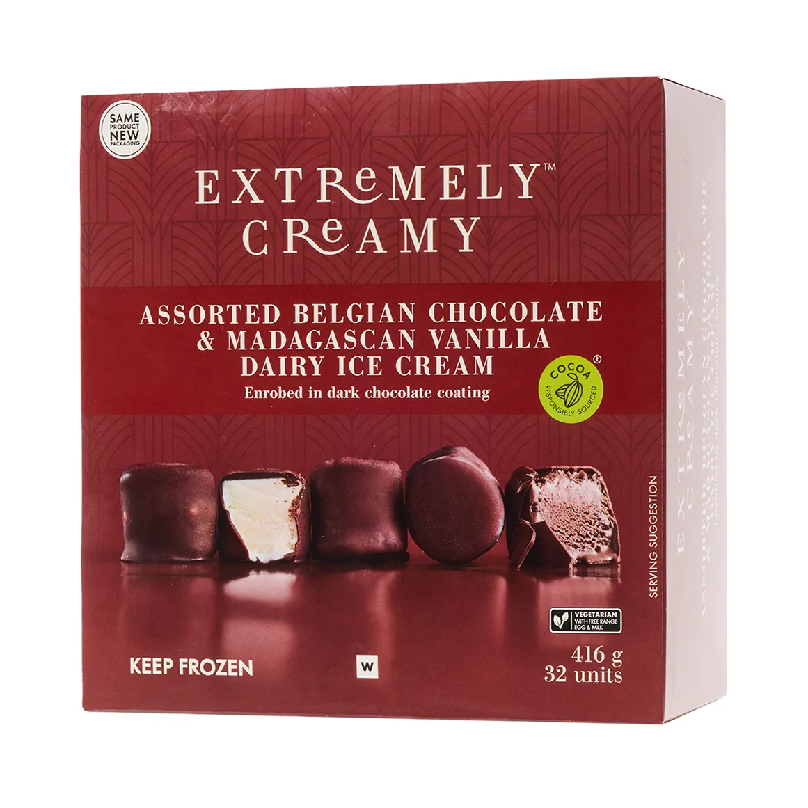 Frozen Extremely Creamy Assorted Belgian Chocolate & Madagascan Vanilla Dairy Ice Cream 32 pk