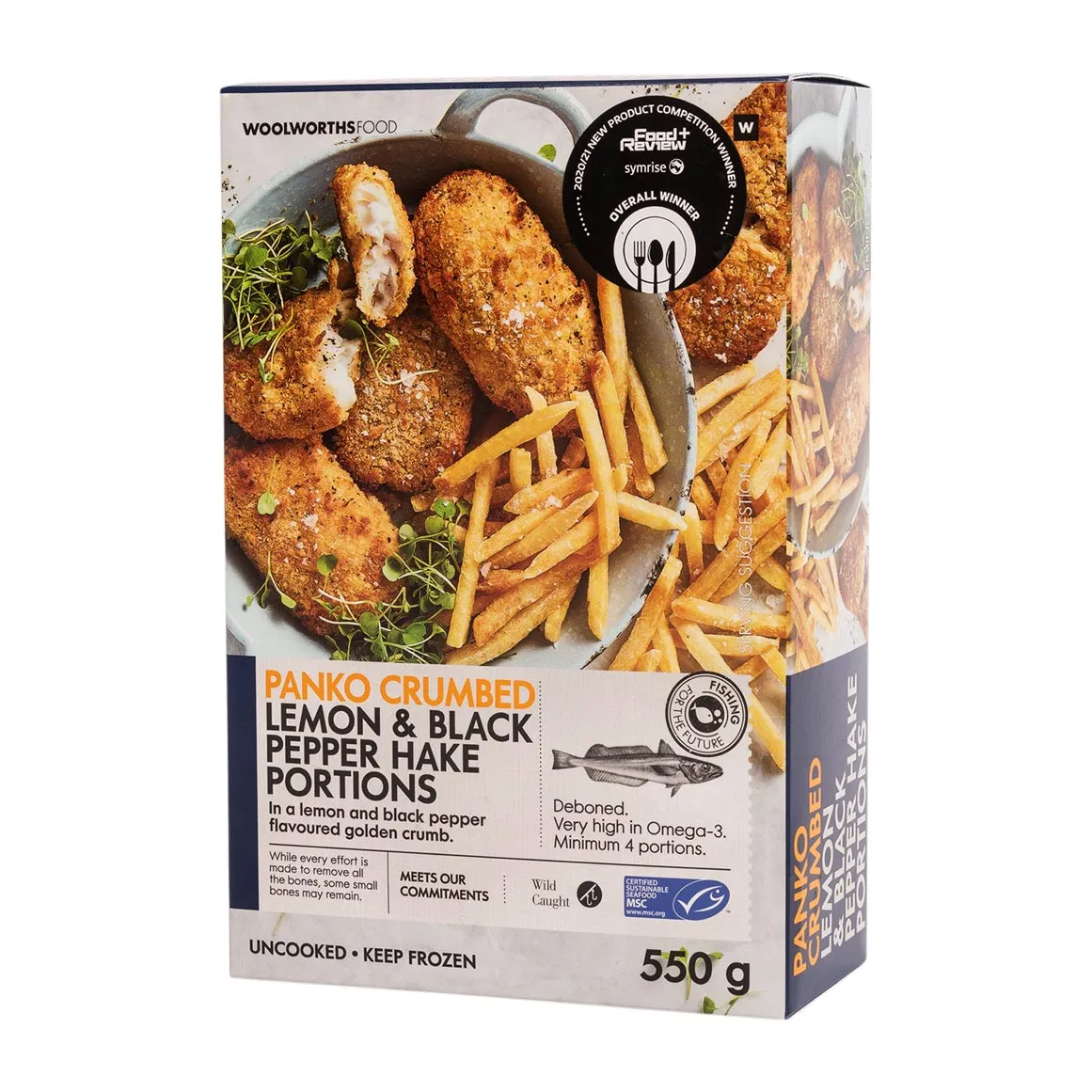 Frozen Panko Crumbed Lemon & Black Pepper Hake Portions 550 g