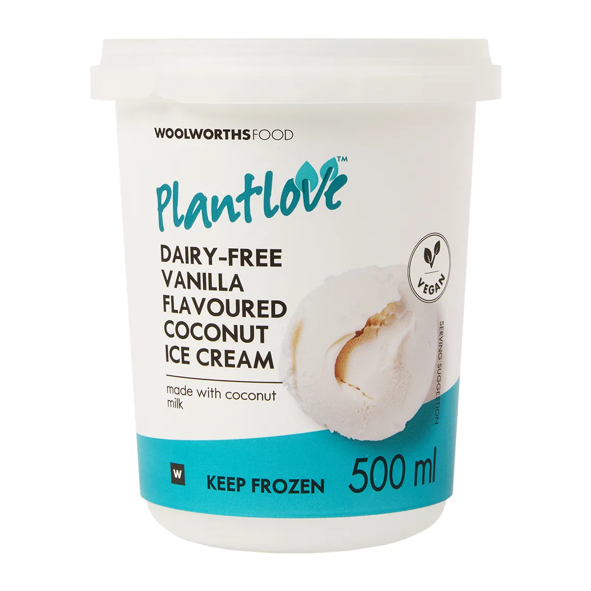 Frozen PlantLove™ Dairy Free Vanilla Flavoured Coconut Ice Cream 500 ml