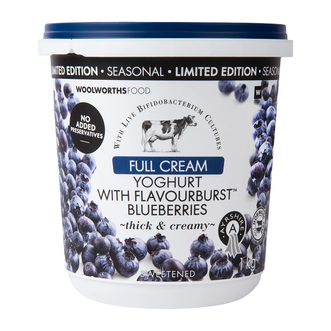 Full Cream Ayrshire Yoghurt with Flavourburst™ Blueberries 1 kg