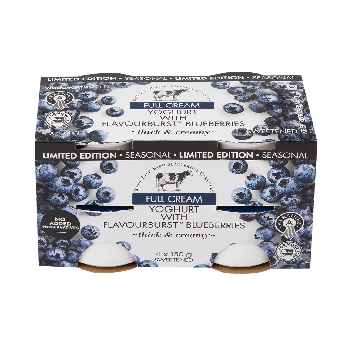 Full Cream Ayrshire Yoghurt with Flavourburst™ Blueberries 4 x 150 g