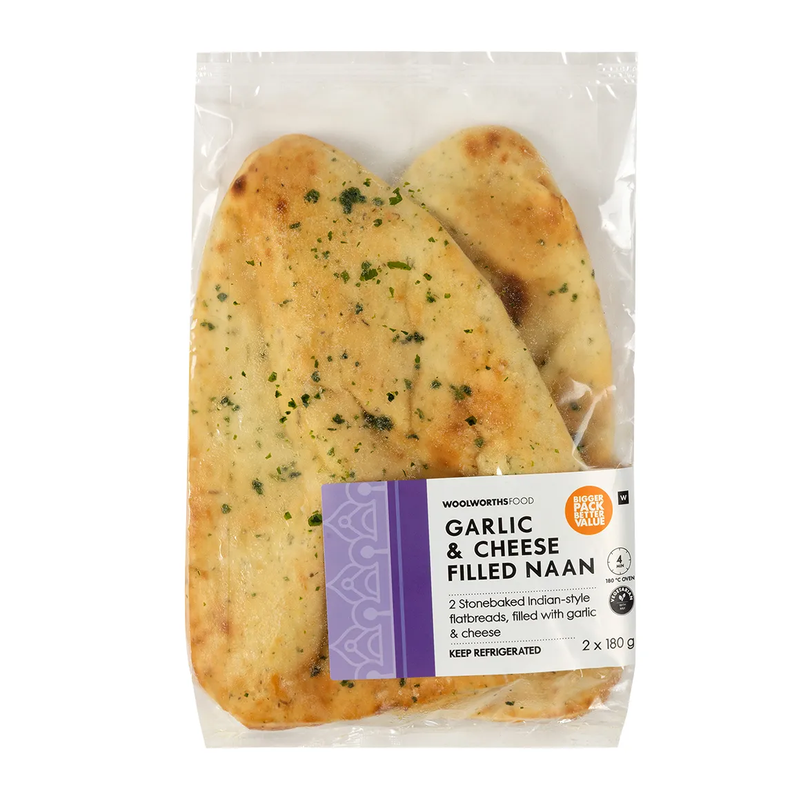 Garlic & Cheese Filled Naan 2 x 180 g