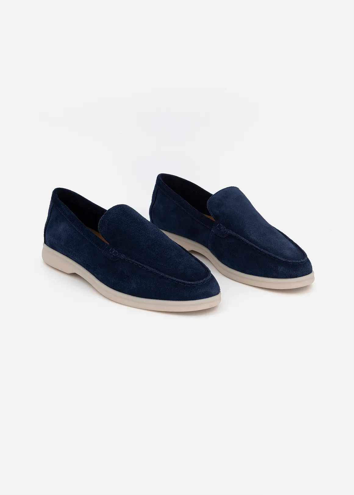 Genuine Suede Loafers - NAVY