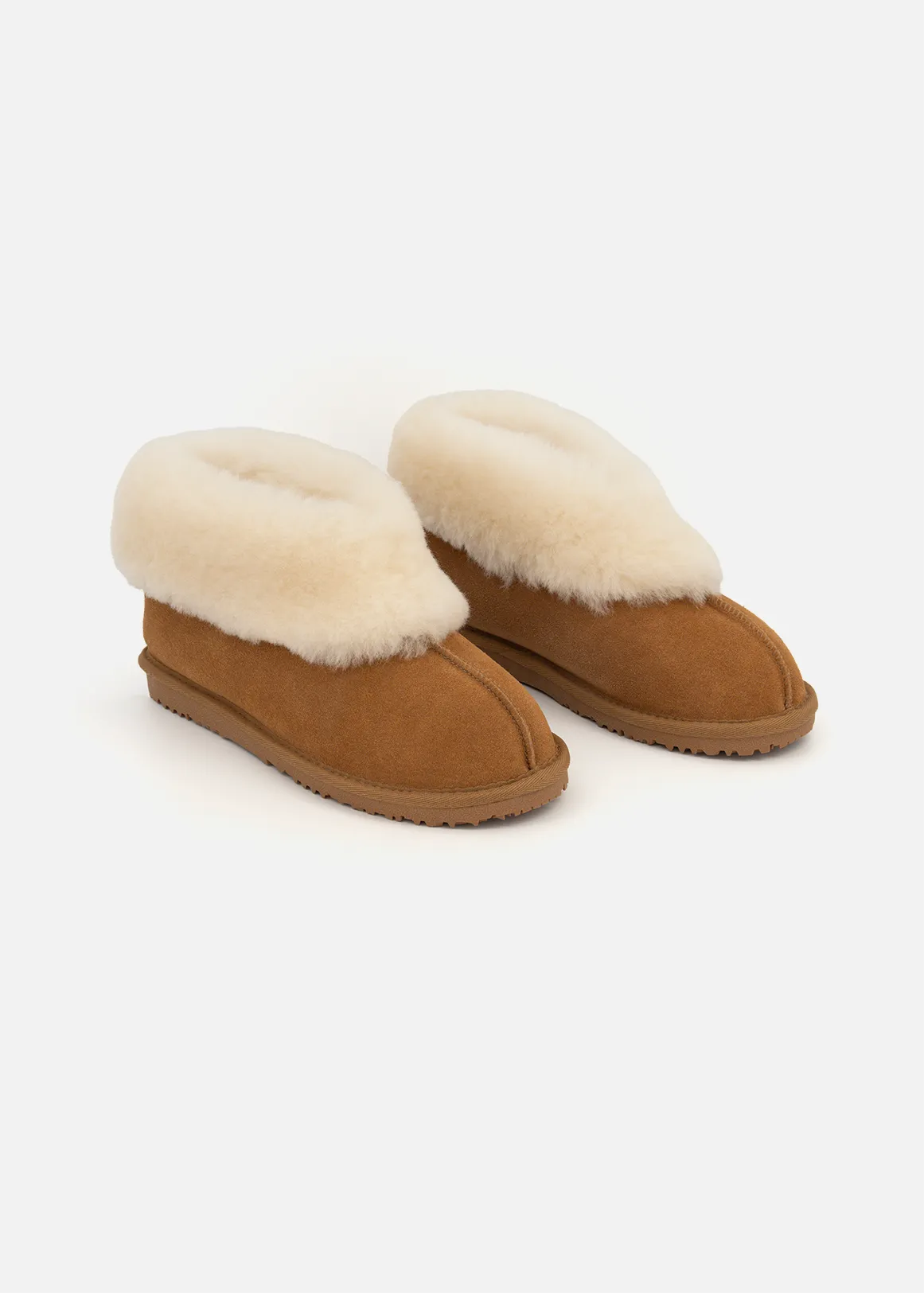 Genuine Suede Slippers - TAN
