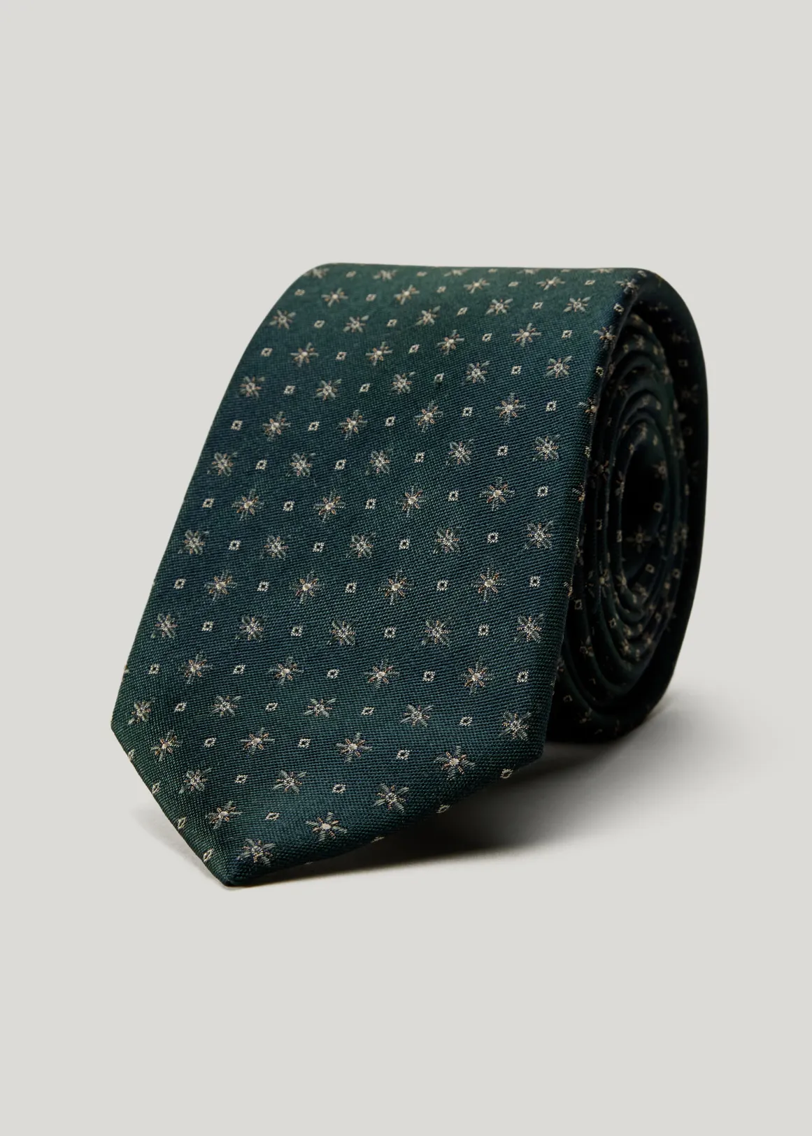 Geo Jacquard Silk Tie - DARK KHAKI
