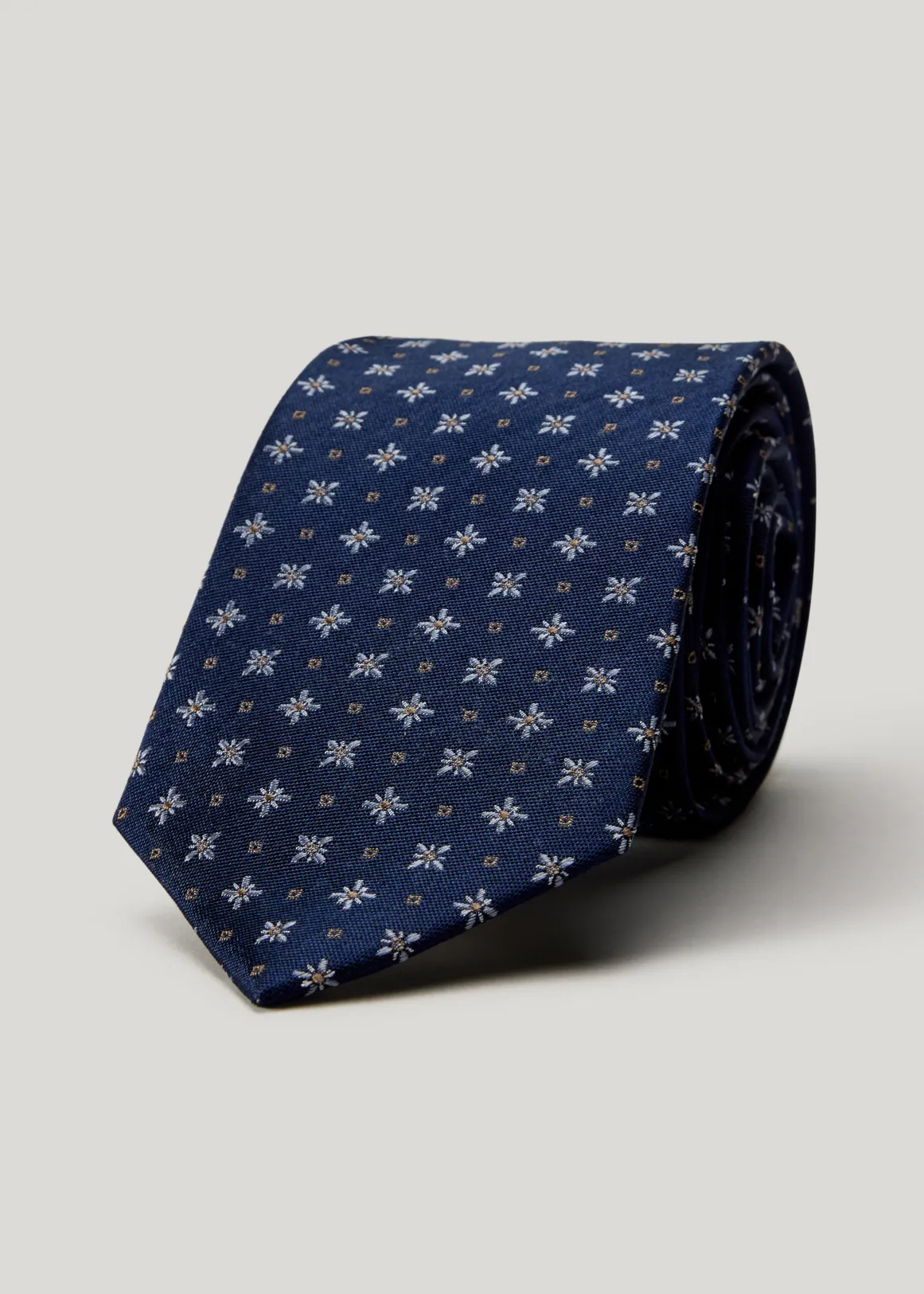 Geo Jacquard Silk Tie - NAVY