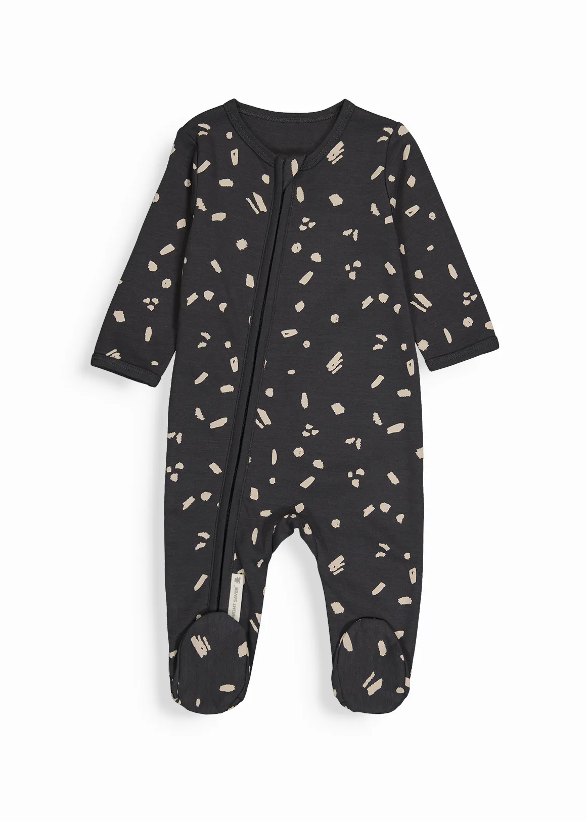 Geomteric Print Organic Cotton Zip Sleepsuit - X CHARCOAL