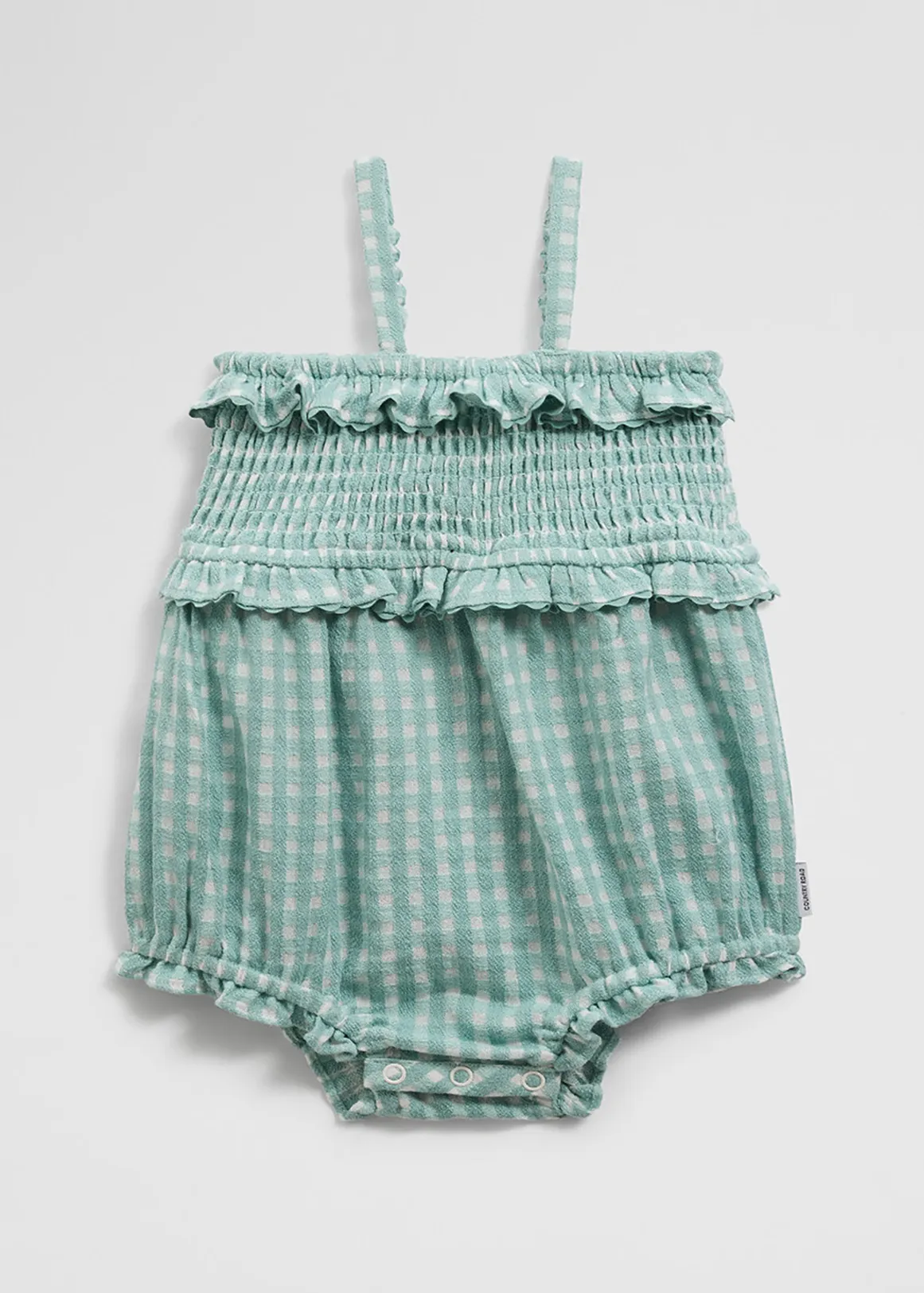 Gingham Frill Romper - Spearmint