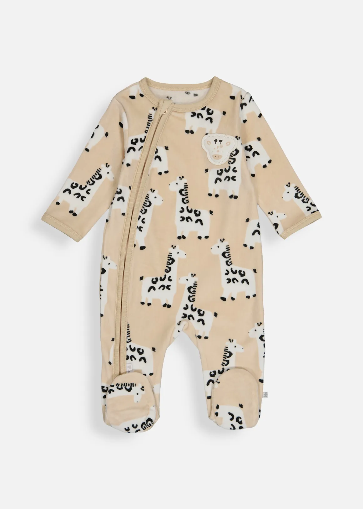 Giraffe Island Fleece Zip Sleepsuit - X NATURAL