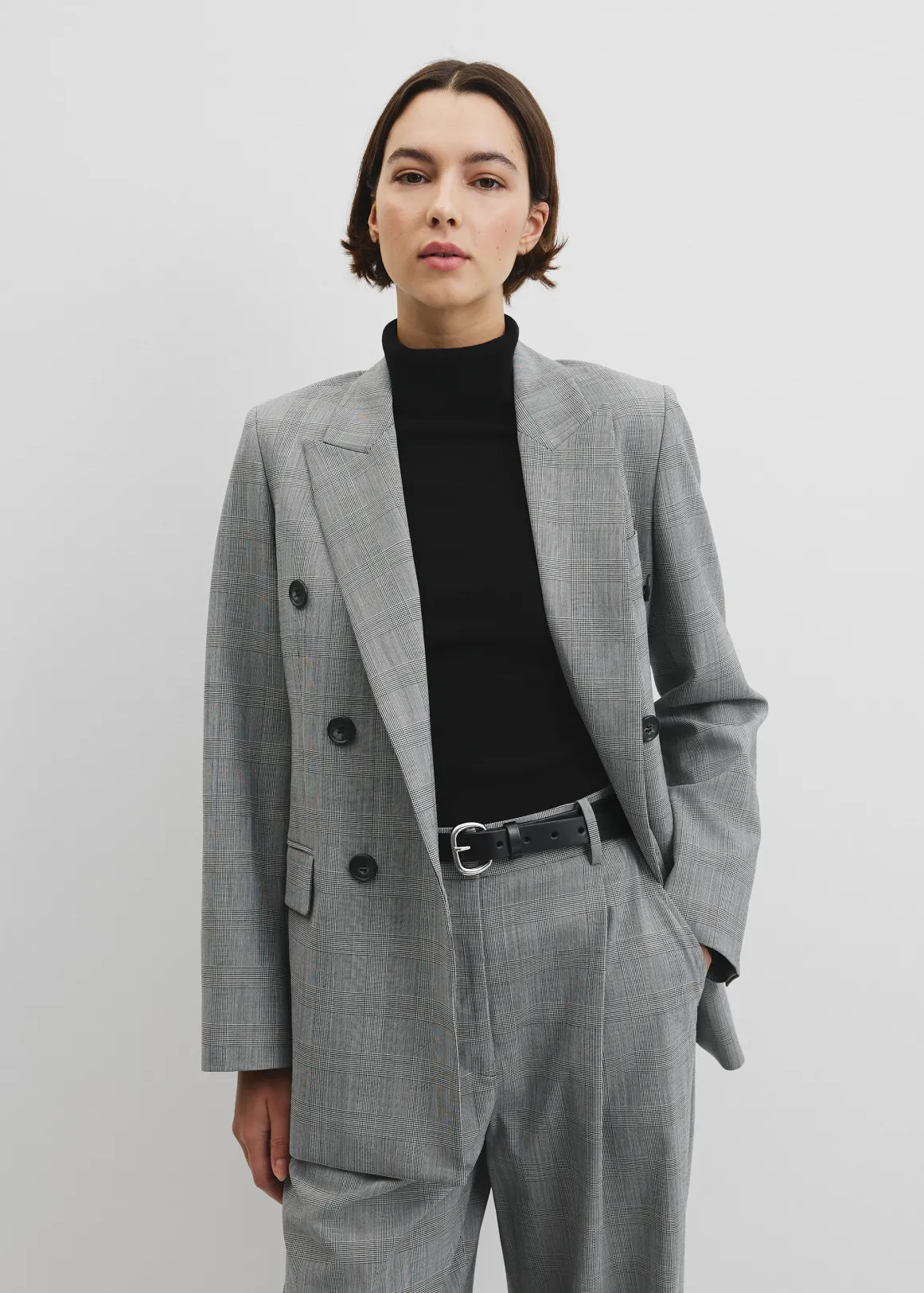 Glen Check Double Breasted Blazer