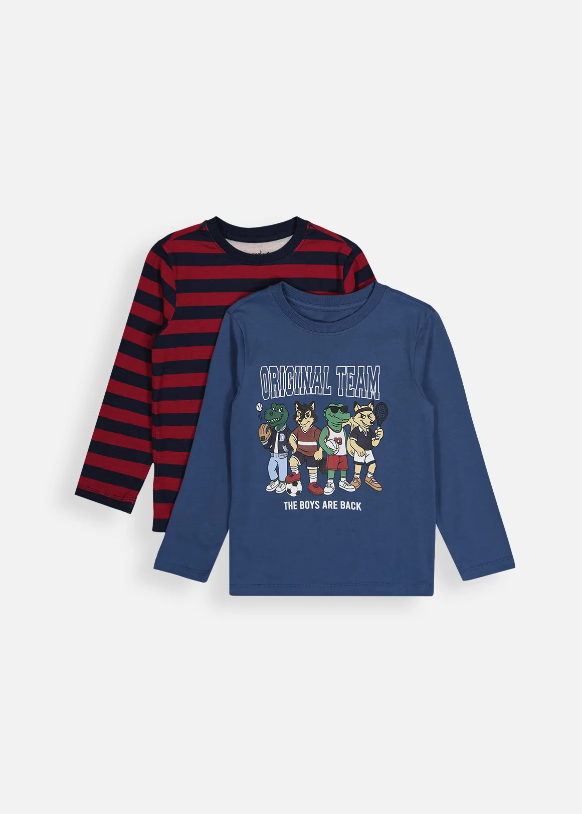 Graphic & Stripe Cotton T-shirts 2 Pack - X RED