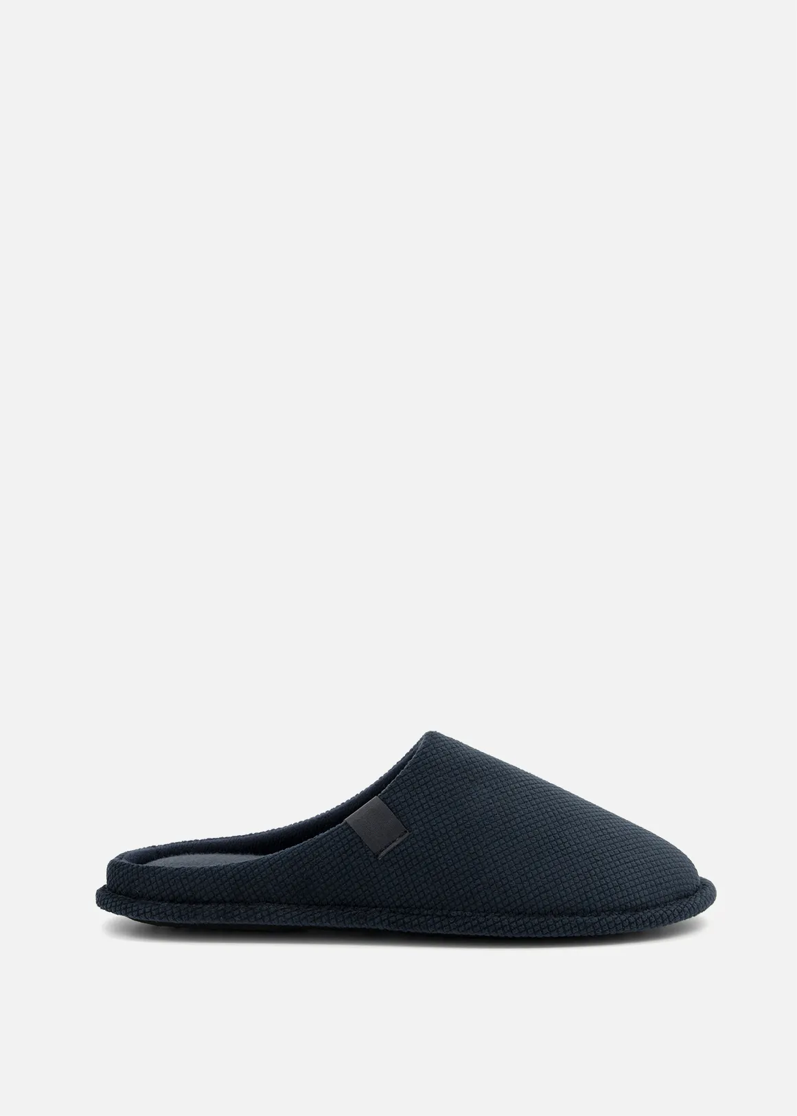 Grid Textured Mule Slippers - NAVY