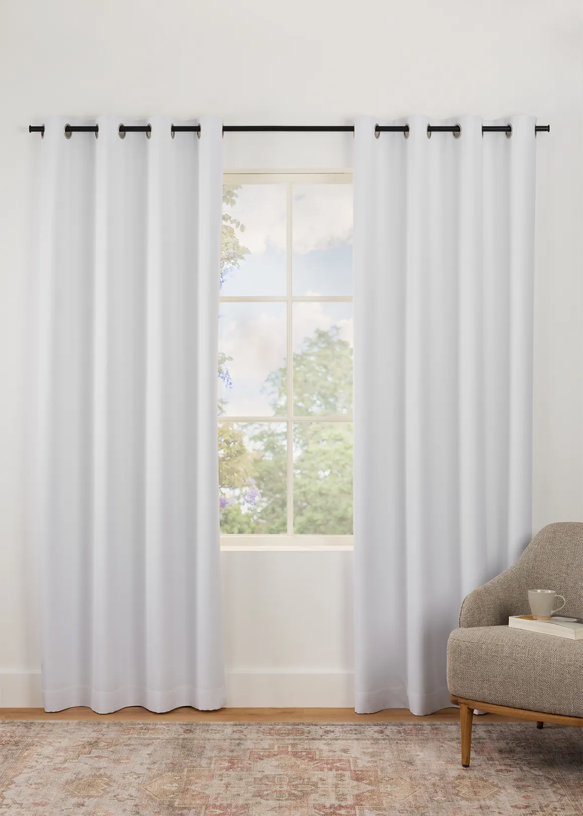Harrison Block Out Eyelet Curtain 135cm (W) x 223cm (L) - WHITE
