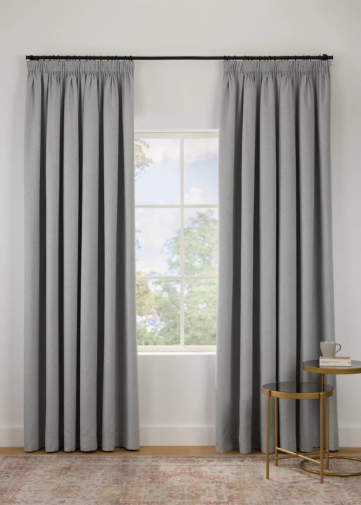 Harrison Longer Length Block Out Eyelet Curtain 135cm (W) x 250cm (L) - GREY