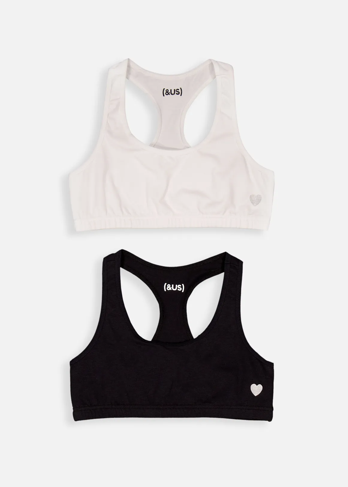 Heart Print Non-Padded Racerback Bras 2 Pack - X WHITE