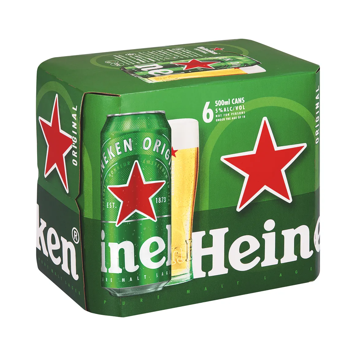 Heineken Pure Malt Lager Beer 6 x 500 ml Cans