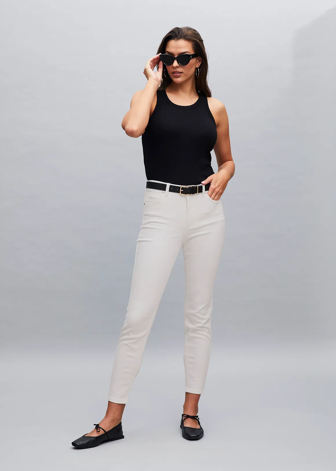 High Rise Skinny Jeans - WHITE