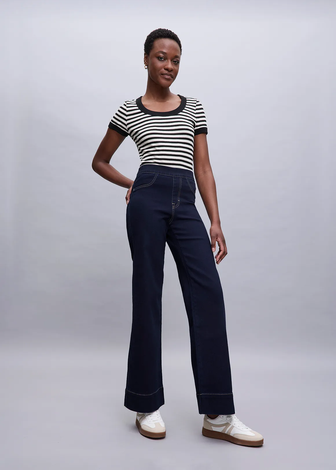 High Rise Wide Leg Jeggings - DARK BLUE