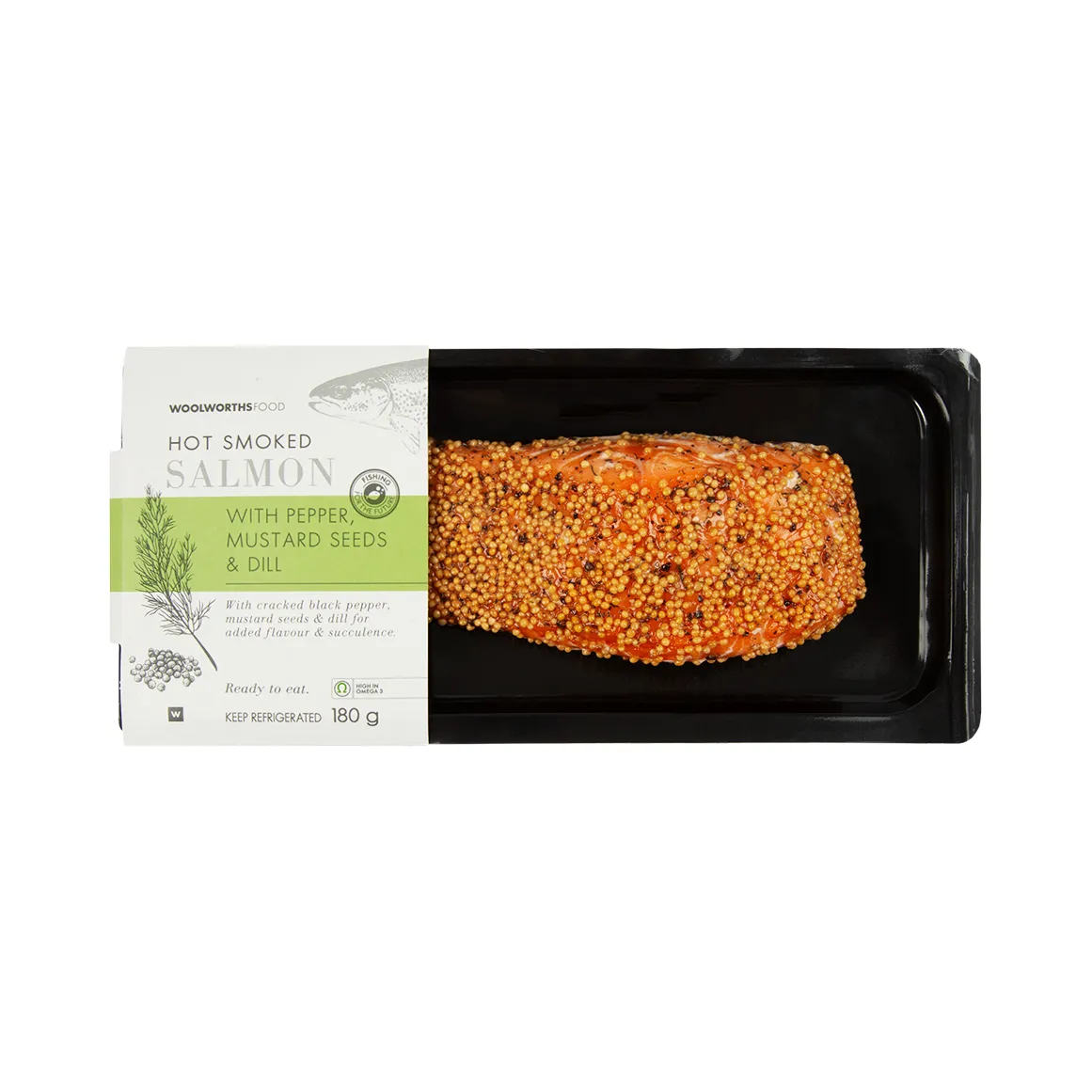 Hot Smoked Salmon with Pepper, Mustard Seeds & Dill 180 g