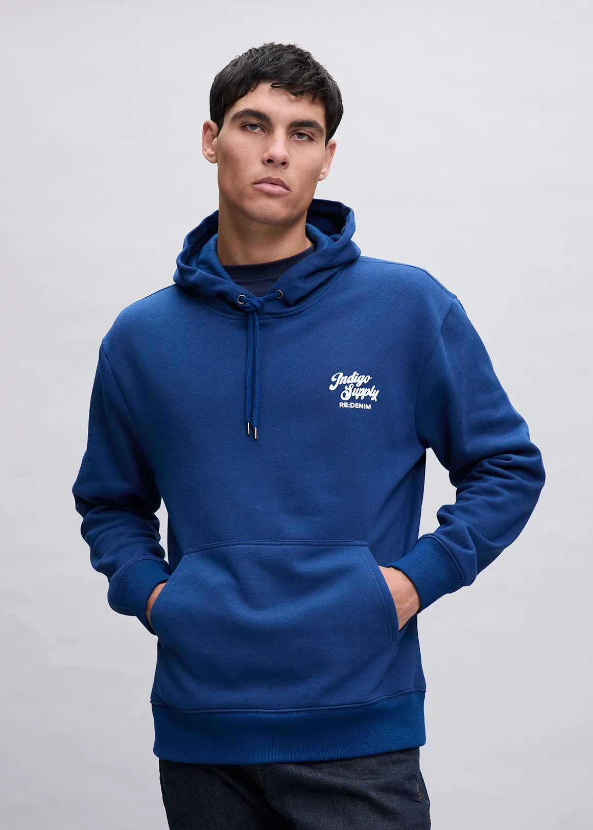 Indigo Supply Slogan Relaxed Fleece Hoodie - X INDIGO