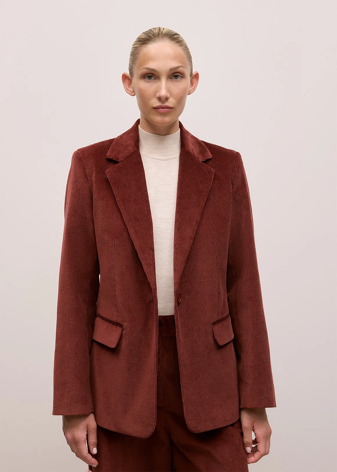 Italian Cord Blazer - RED MAHOGANY