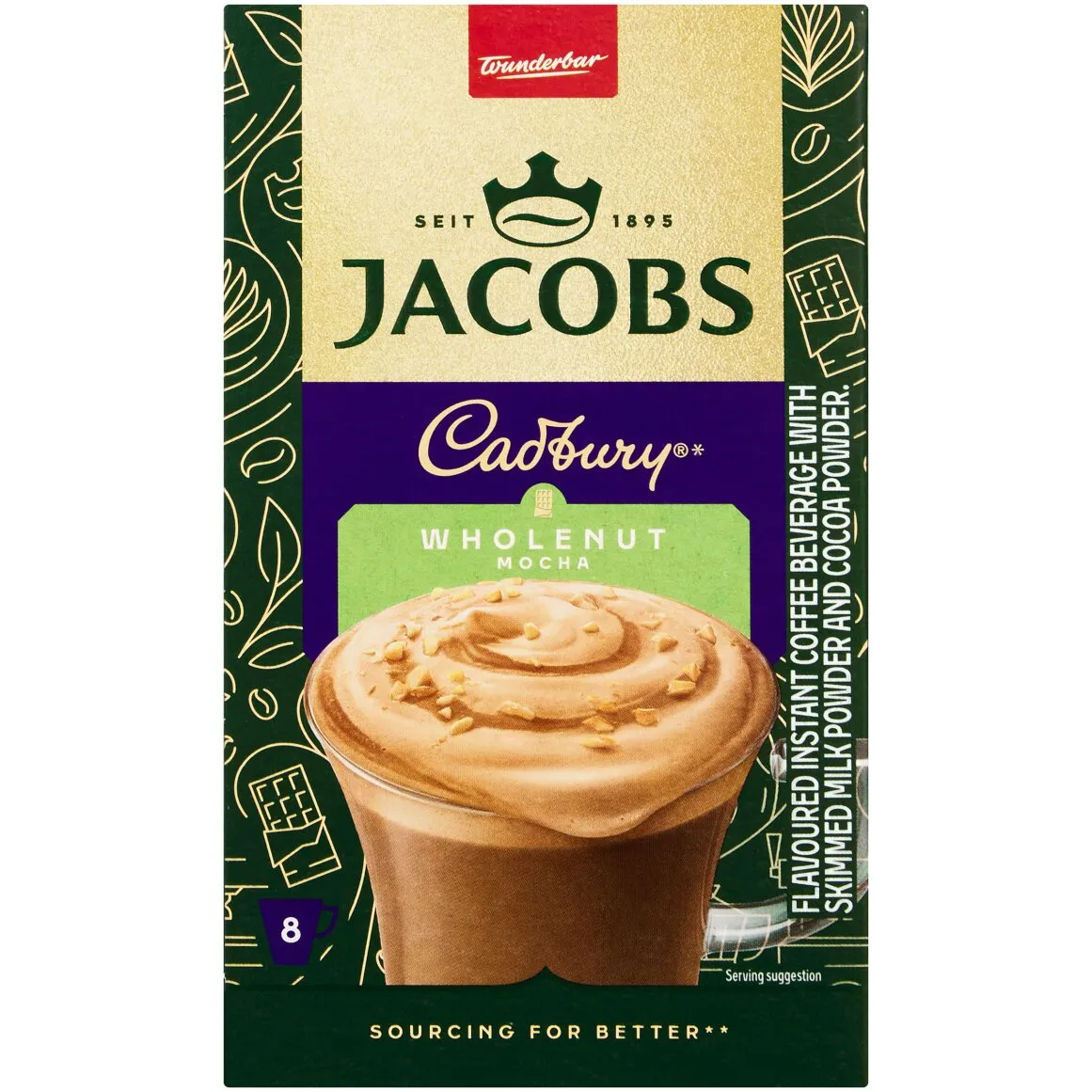 Jacobs Cadbury Wholenut Mocha Cappuccino Sachets 8 x 18.3 g