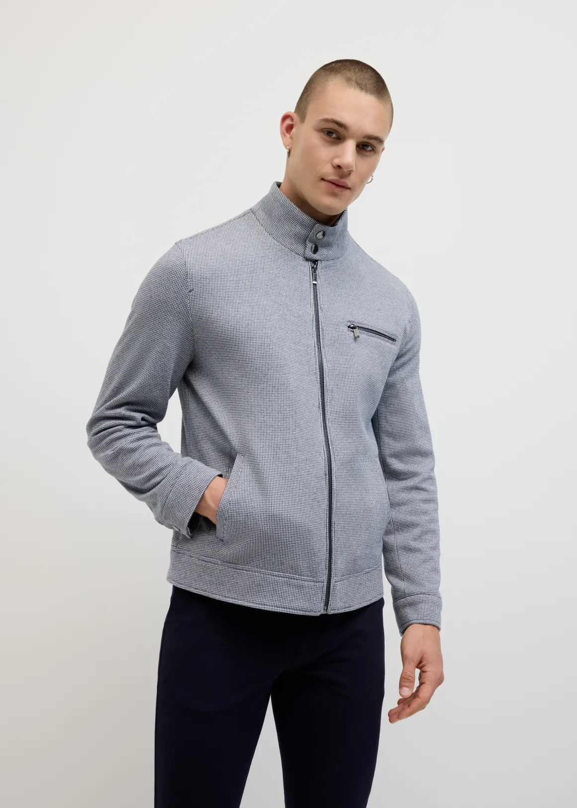 Jones Performance Houndstooth Bomber - BLUE
