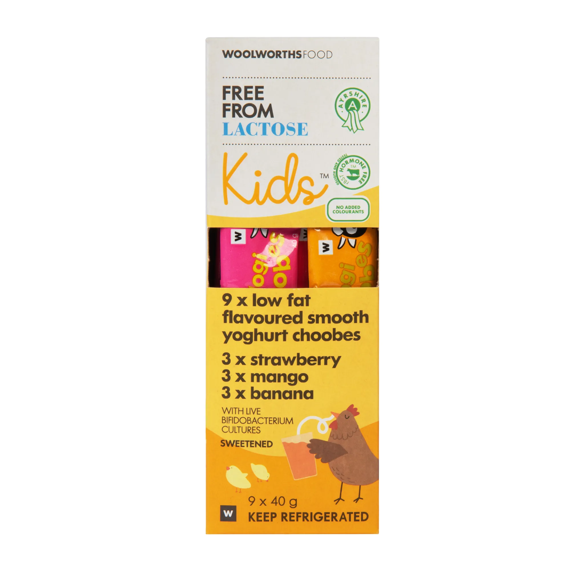 Kids™ Ayrshire Lactose Free Low Fat Smooth Yoghurt Choobes 9 x 40 g