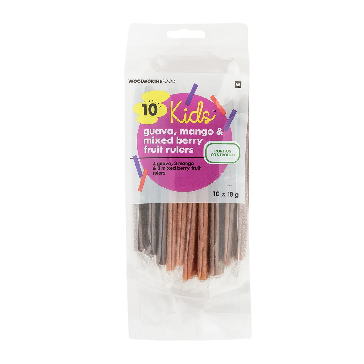 Kids™ Guava, Mango and Mixed Berry Dried Fruit Rulers 10 x 18 g